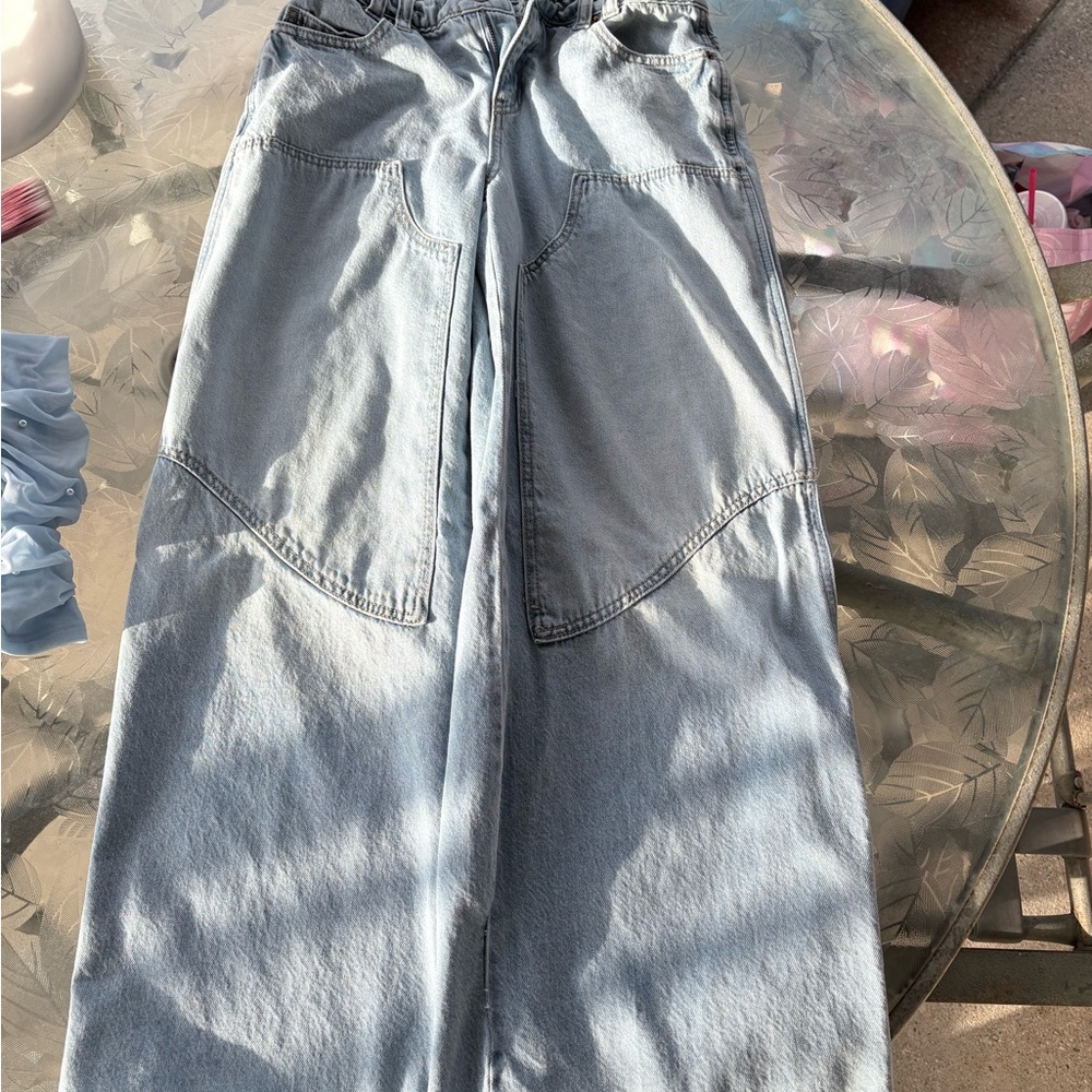 Light Blue Straight Leg Jeans